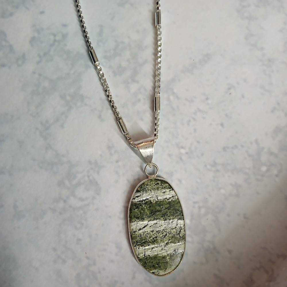 Natural Green Gemstone Pendant Necklace